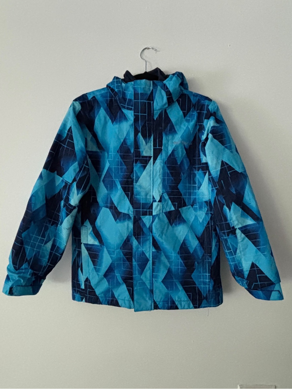 Columbia Interchange 3-in-1 Youth Ski Jacket Boys L 14/16 Blue Print Hooded